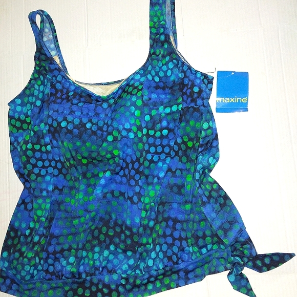☆NWT☆MAXINE OF HOLLYWOOD☆Plus Size 20W Beautiful & Slimming Blouson Tankini Top☆ - Picture 3 of 16